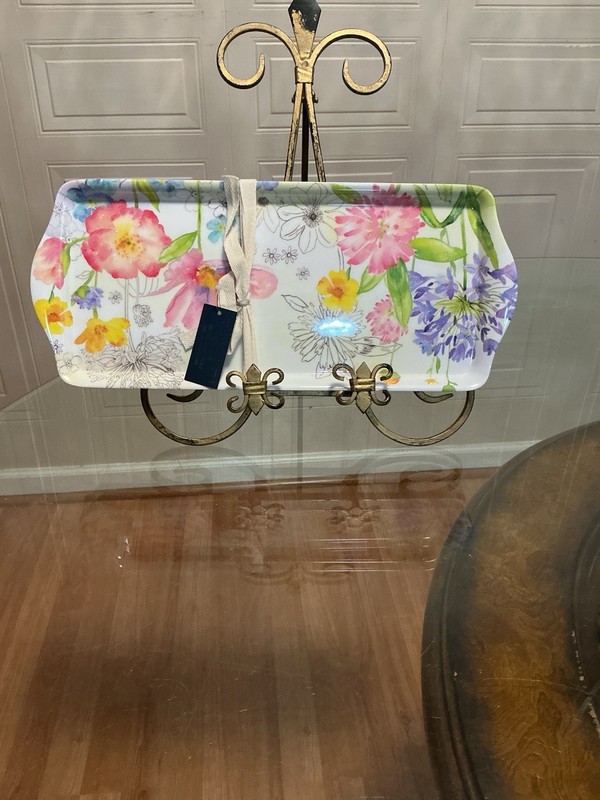 Set of 2 Melamine Tray Spring Easter Flower Floral New New NWT Tahari 15" x 6.5" gallery