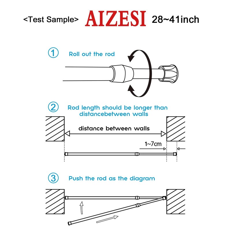 Adjustable 27"-37" White Spring Tension Rods, 2-Pack - Easy Install No-Drill gallery