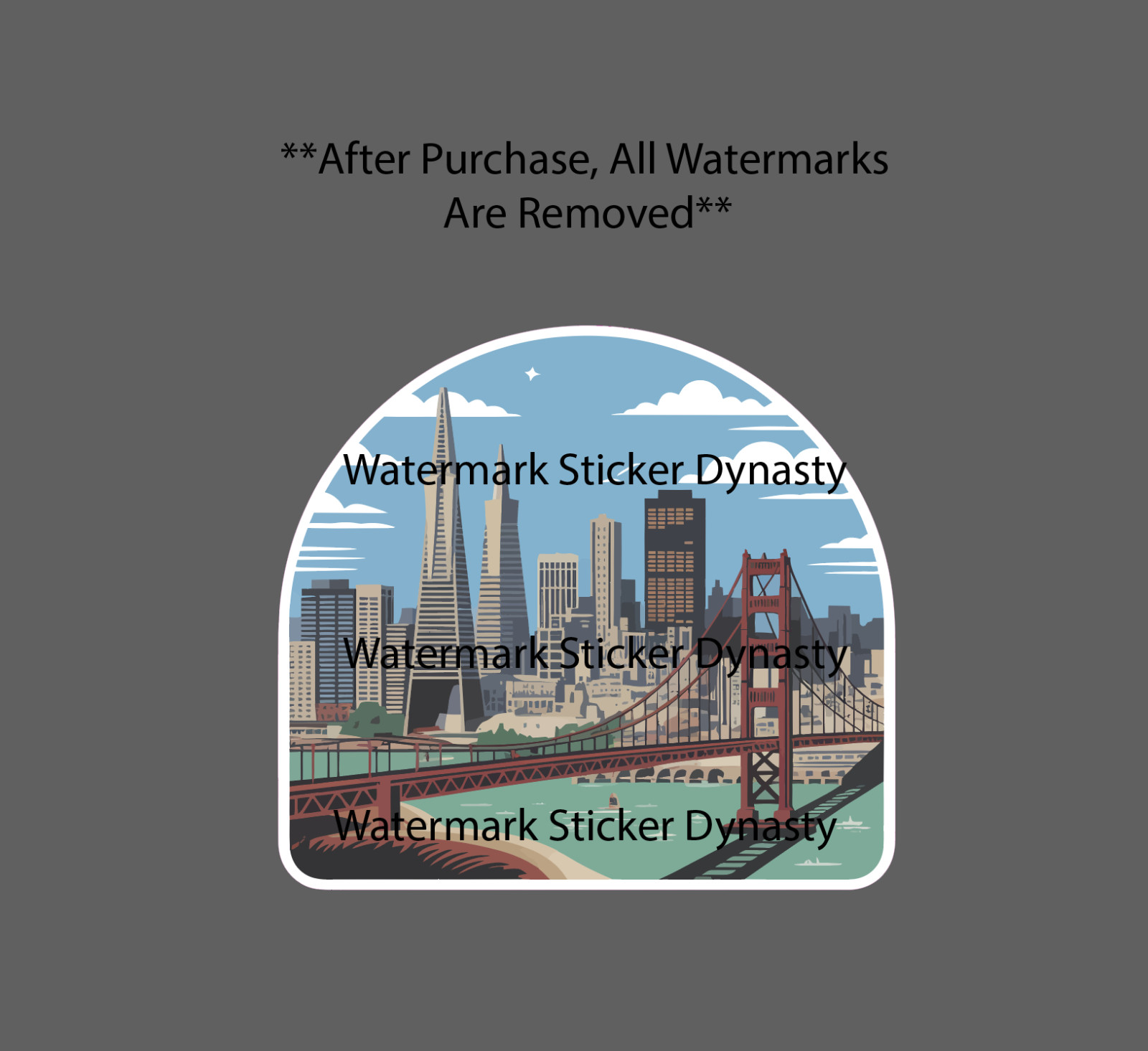San Francisco Sticker Waterproof Decal City Skyline Golden Gate Bridge Gift NEW gallery