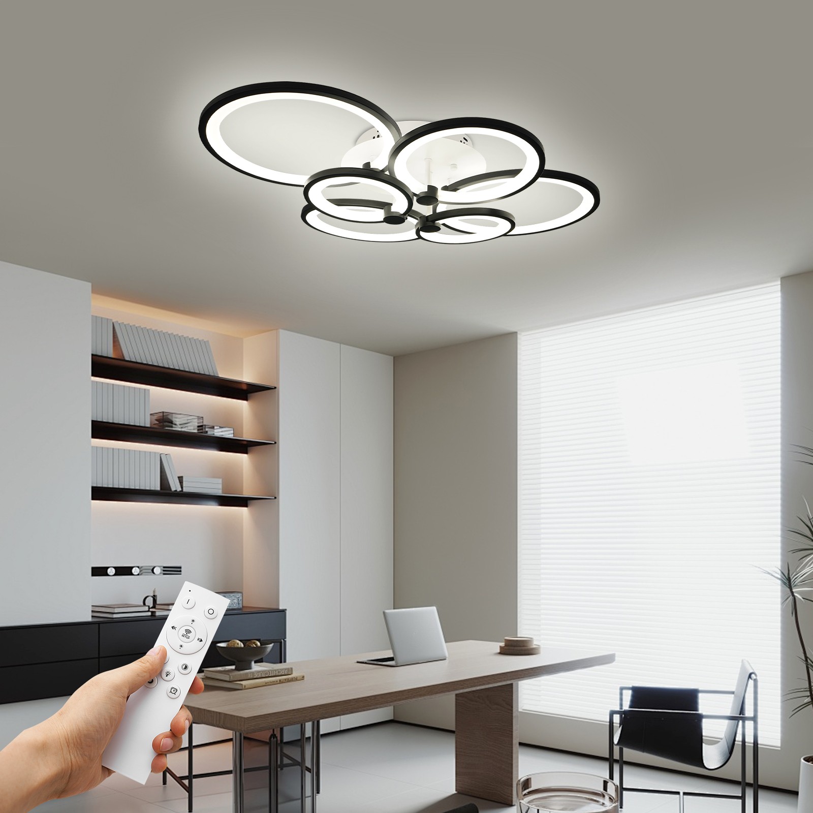 Modern LED Acrylic Ceiling Light Flush Mount Lamp Chandelier Living Room Remote gallery