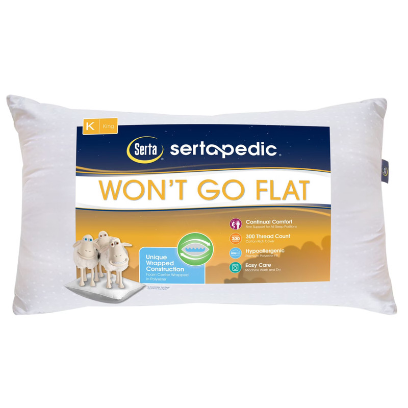 (2 pack) SertaPedic Won't Go Flat King Pillow, By Serta gallery