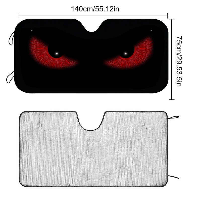 Car Front Windshield Sunshade Eyes Decor - UV Ray Sun Protector Visor Cover | US gallery