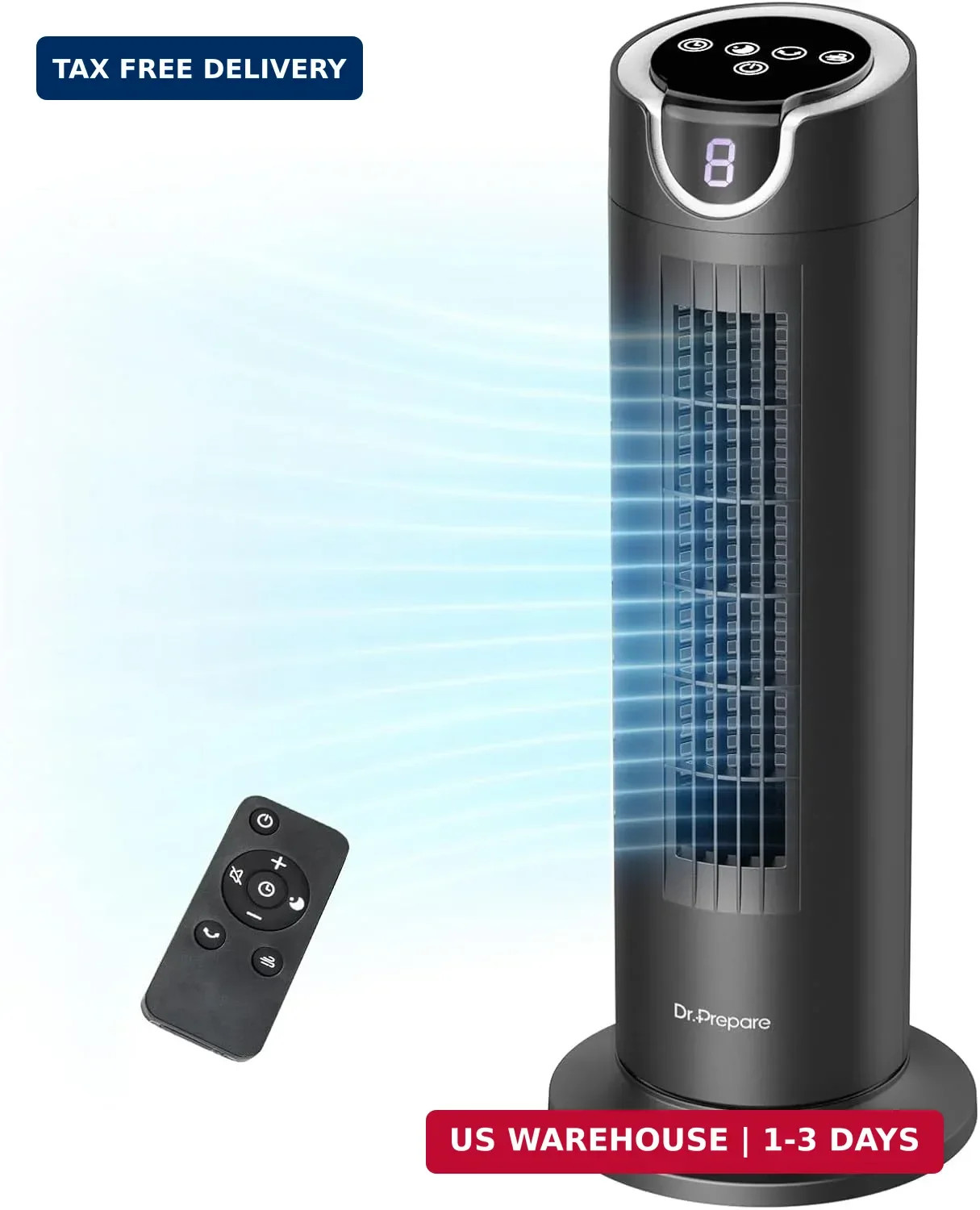 DR.PREPARE Tower Fan for Bedroom, 25 dB Quiet DC Bladeless Fan with Remote, 8 Sp gallery