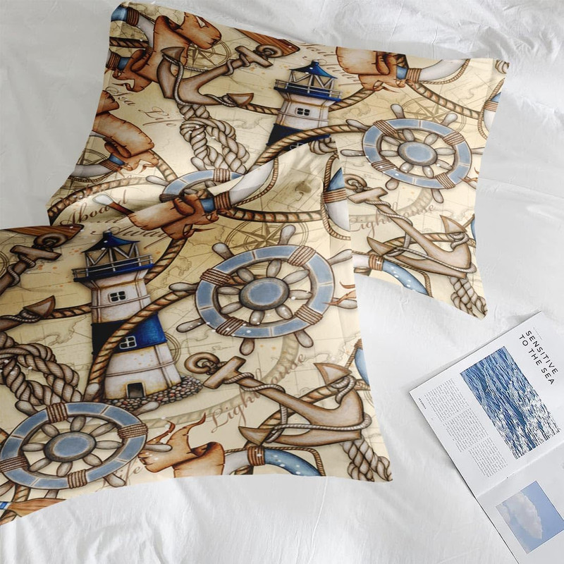 Vintage Nautical Lighthouse Comforter Set, 7 Pcs Queen Bedding for All Ages gallery