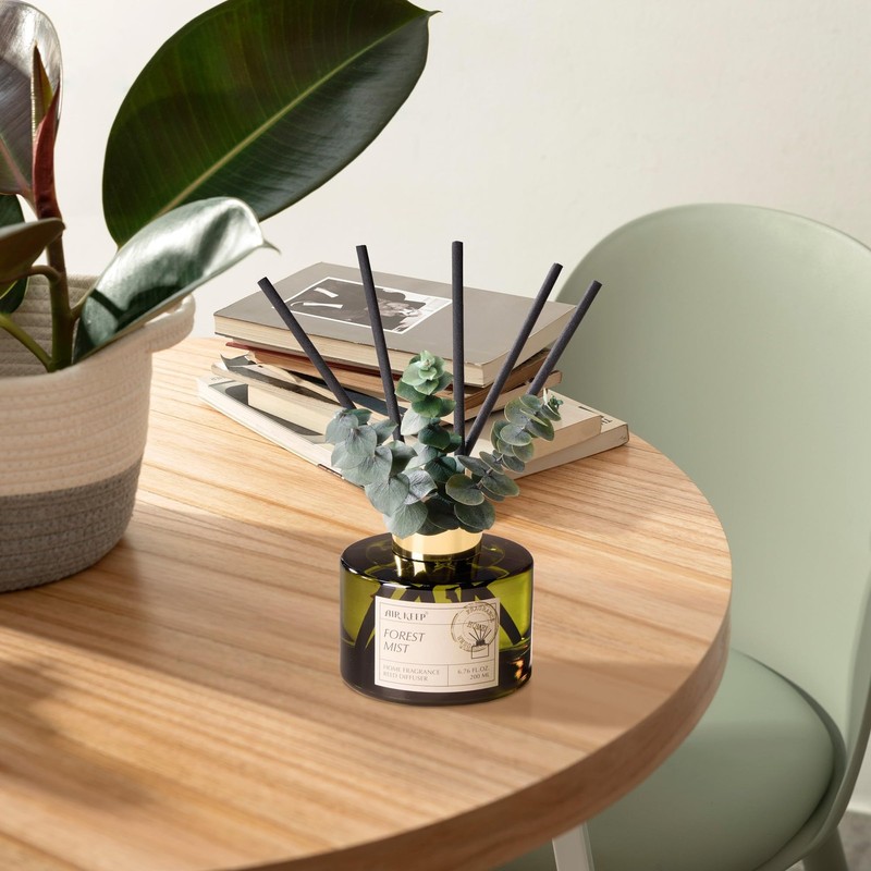 Reed Diffuser Set with 6.76 fl oz Forest Mist Scent Essential Oils and 3 Leav... gallery