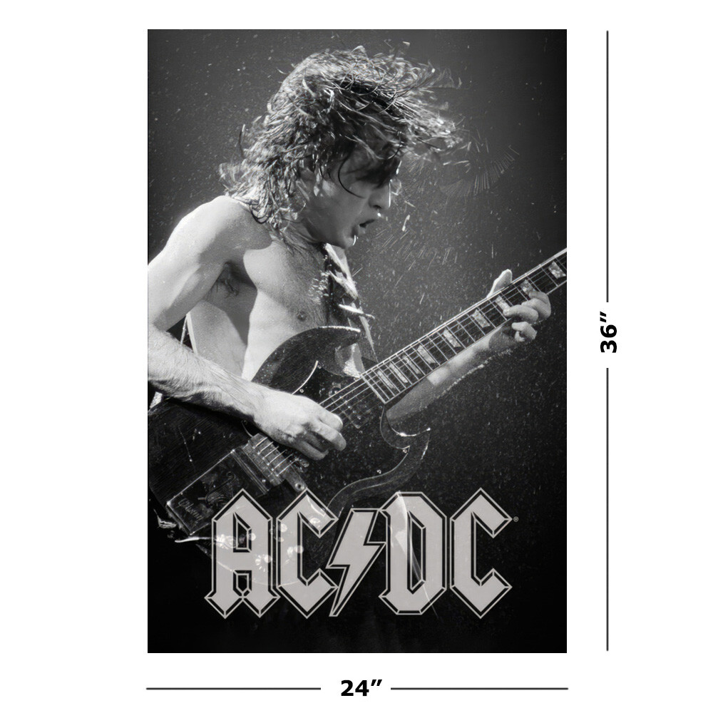 AC/DC - Music Poster (Angus Young - Live On Stage - B&W) (Size: 24" x 36") gallery