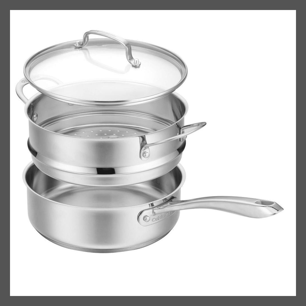 Cuisinart 3PC Stainless Steel Steamer Set 500F 3.5QT Saute Helper Pot Glass gallery