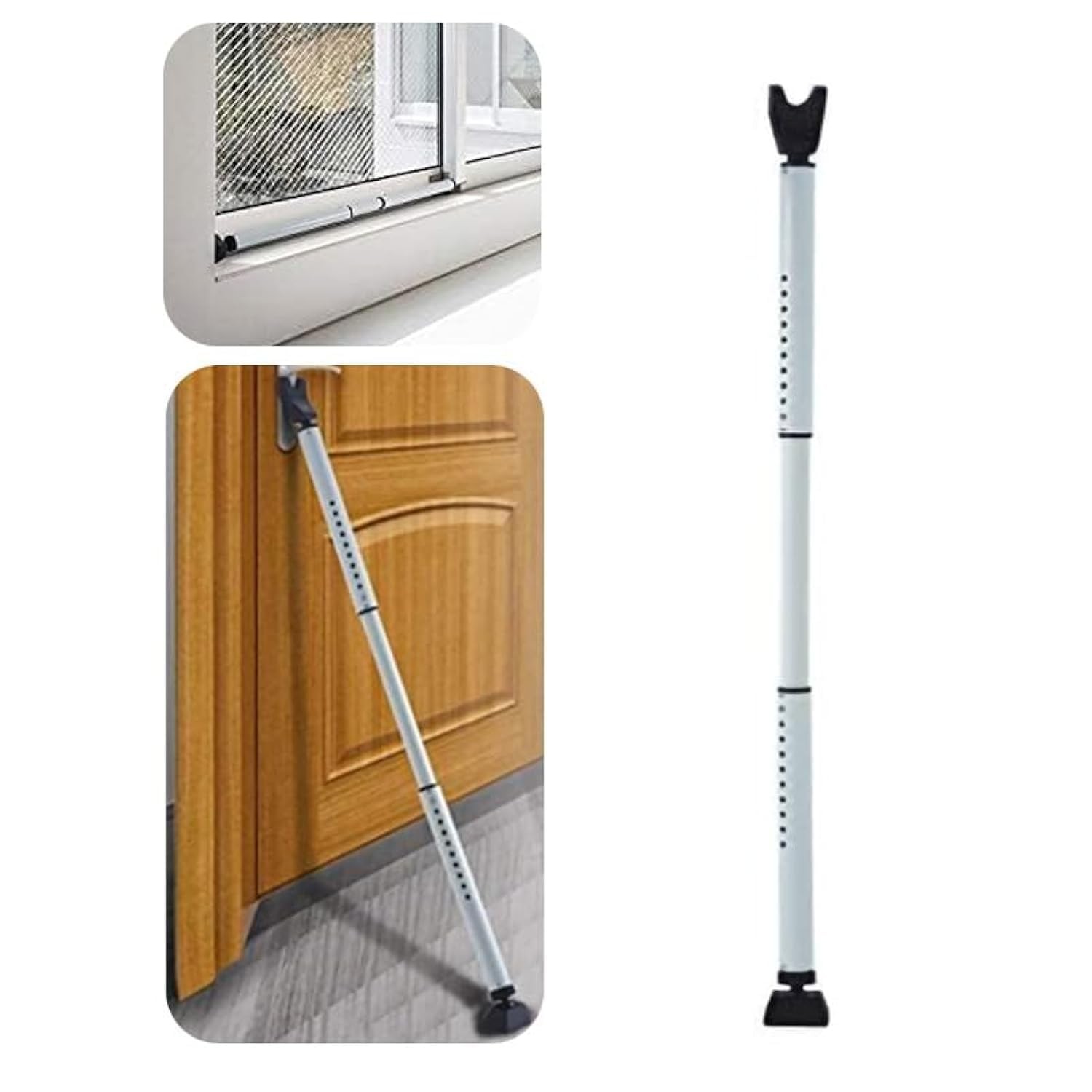 HoneSecur 2-in-1 Door Security Bar & Sliding Patio 28-45 inches, White 1 pack gallery
