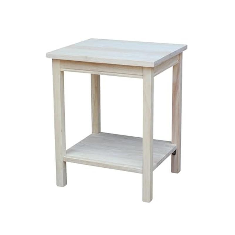 Unfinished Accent Table Durable Hardwood Ready Assemble Rubber Wood Furniture US gallery