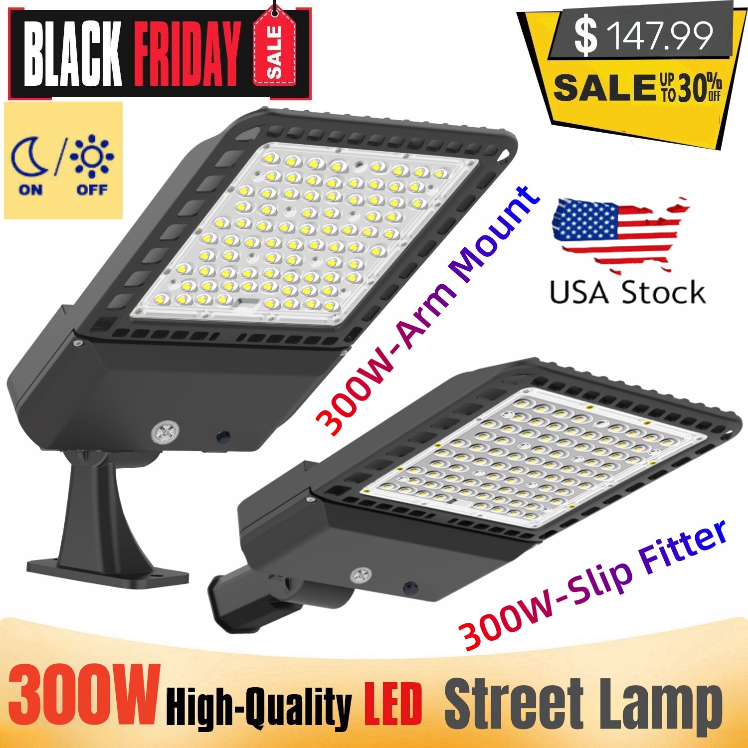 300W Commercial LED Parking Lot Light Outdoor Street Shoebox Pole Lights 42000LM gallery