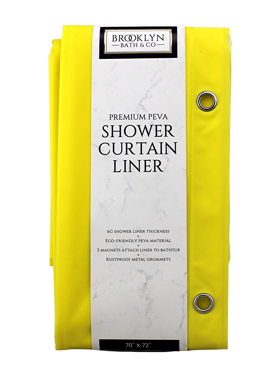 Premium 6 Gauge PEVA Shower Liner Rustproof Grommets & Magnets Yellow gallery