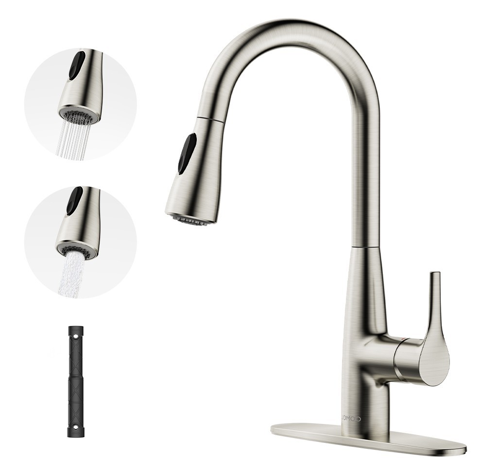 JOMOO Brushed Nickel/Chrome Kitchen Faucet, Pull Down Sprayer,Bar/RV gallery