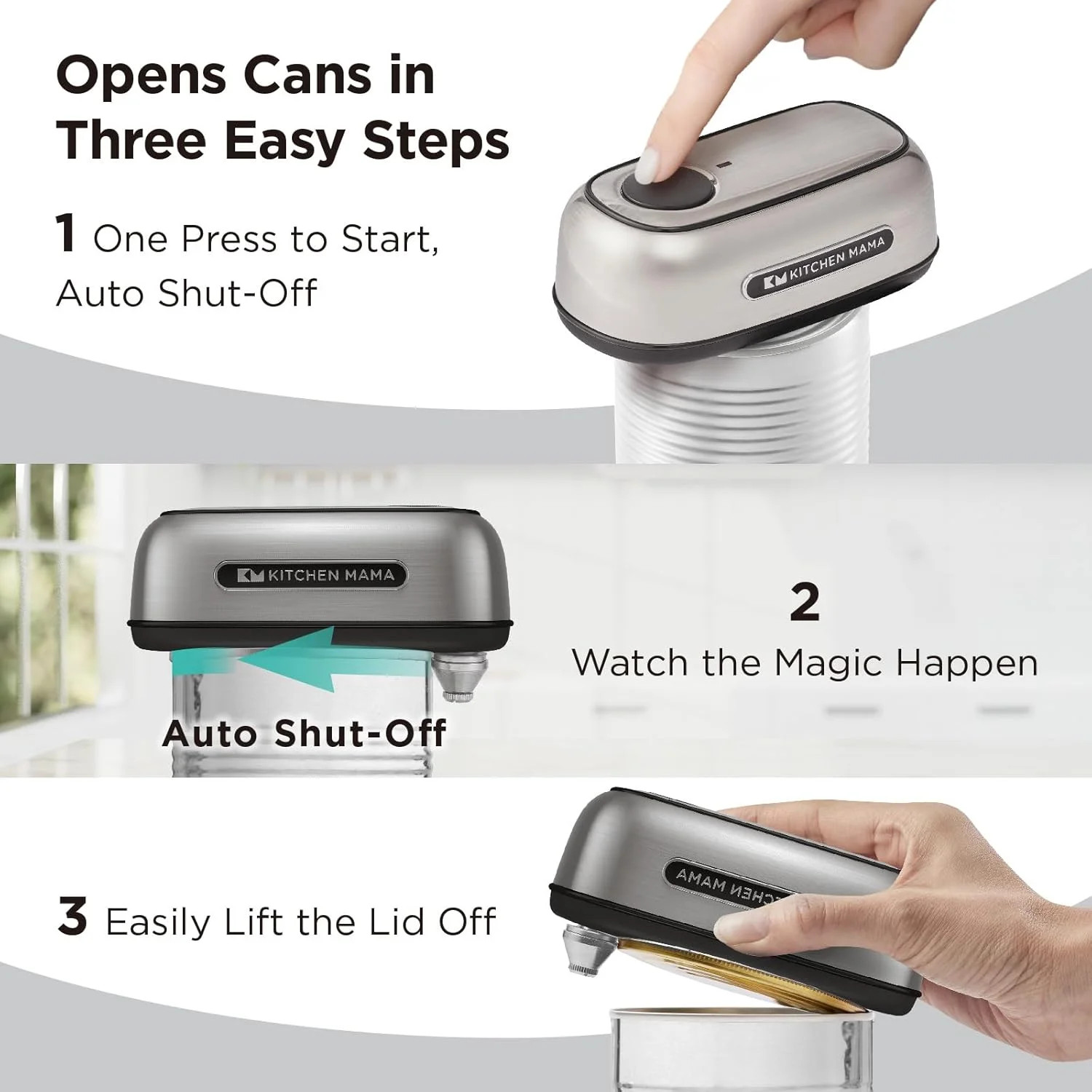 Kitchen Mama Orbit One Stainless Steel Rechargeable Electric Can Opener: Hands-f gallery