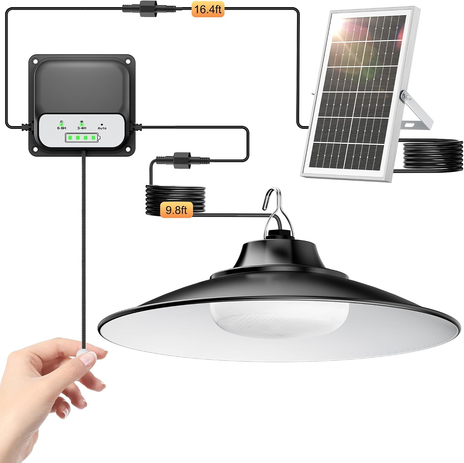Solar Shed Light Indoor Outdoor, 2000LM Daytime Available Pendant Light with Pul gallery