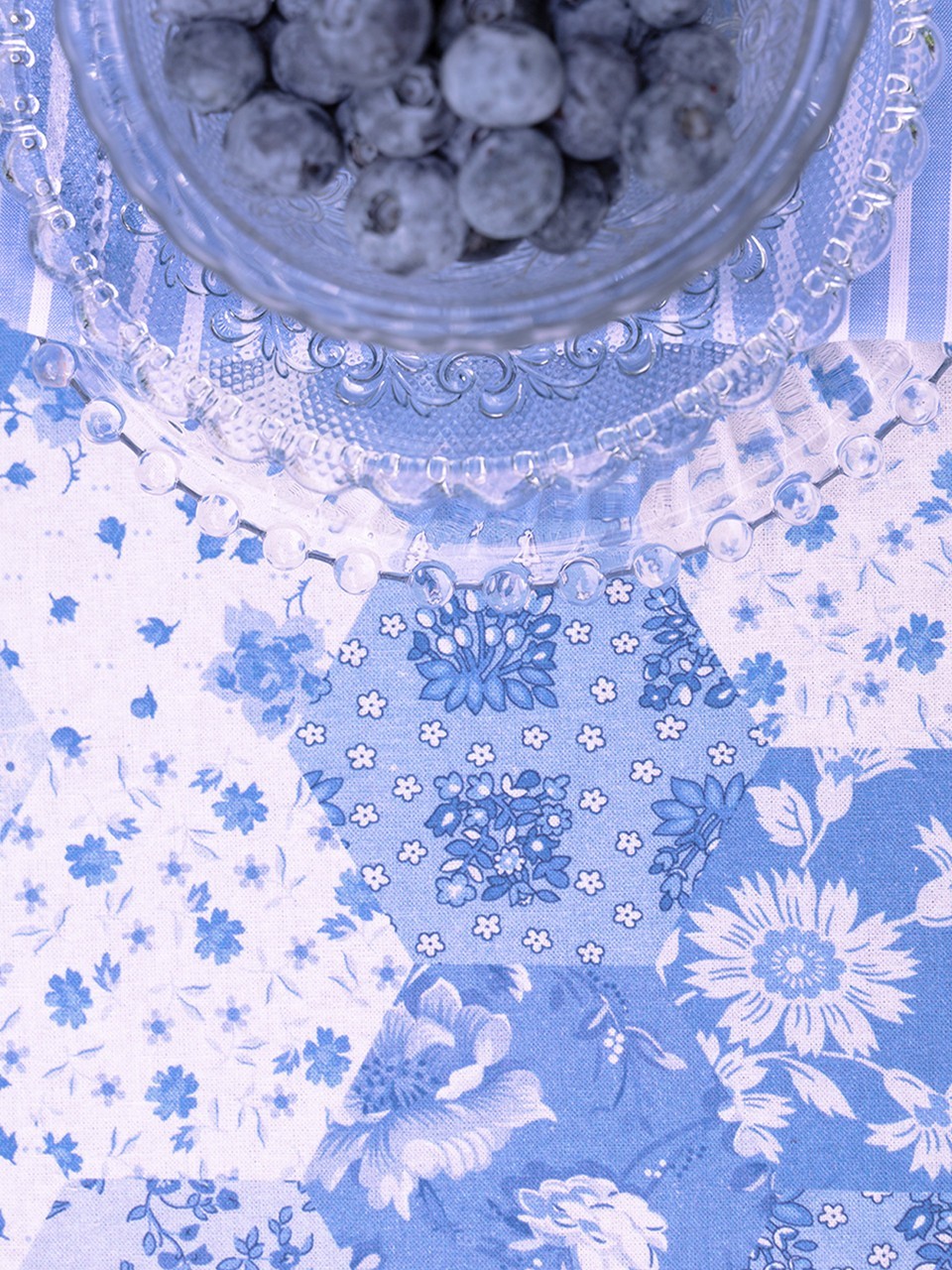 April Cornell Porcelain Patchwork Tablecloth 54 x 54 Breakfast Cloth Blue White gallery