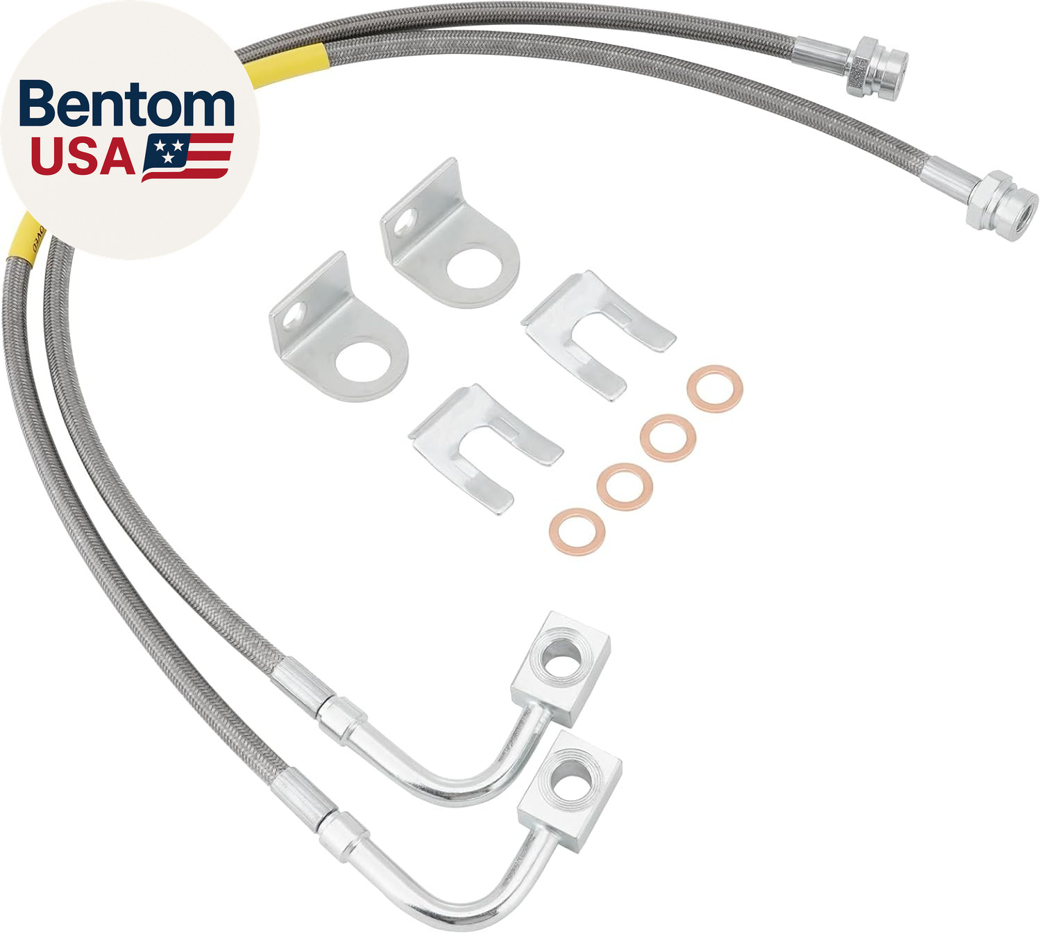 2PCS Rear Brake Lines 89708, Extended Braided Stainless Steel Brake Lines for 4" gallery