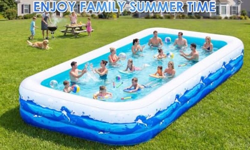 Extra Large Inflatable Pool for Adults, 165"x76"x22" Full-Sized Blow Up Blue gallery