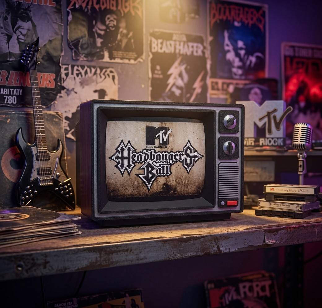 Headbangers Ball MTV Logo Display Stand Desk Art 80s 90s Heavy Metal gallery