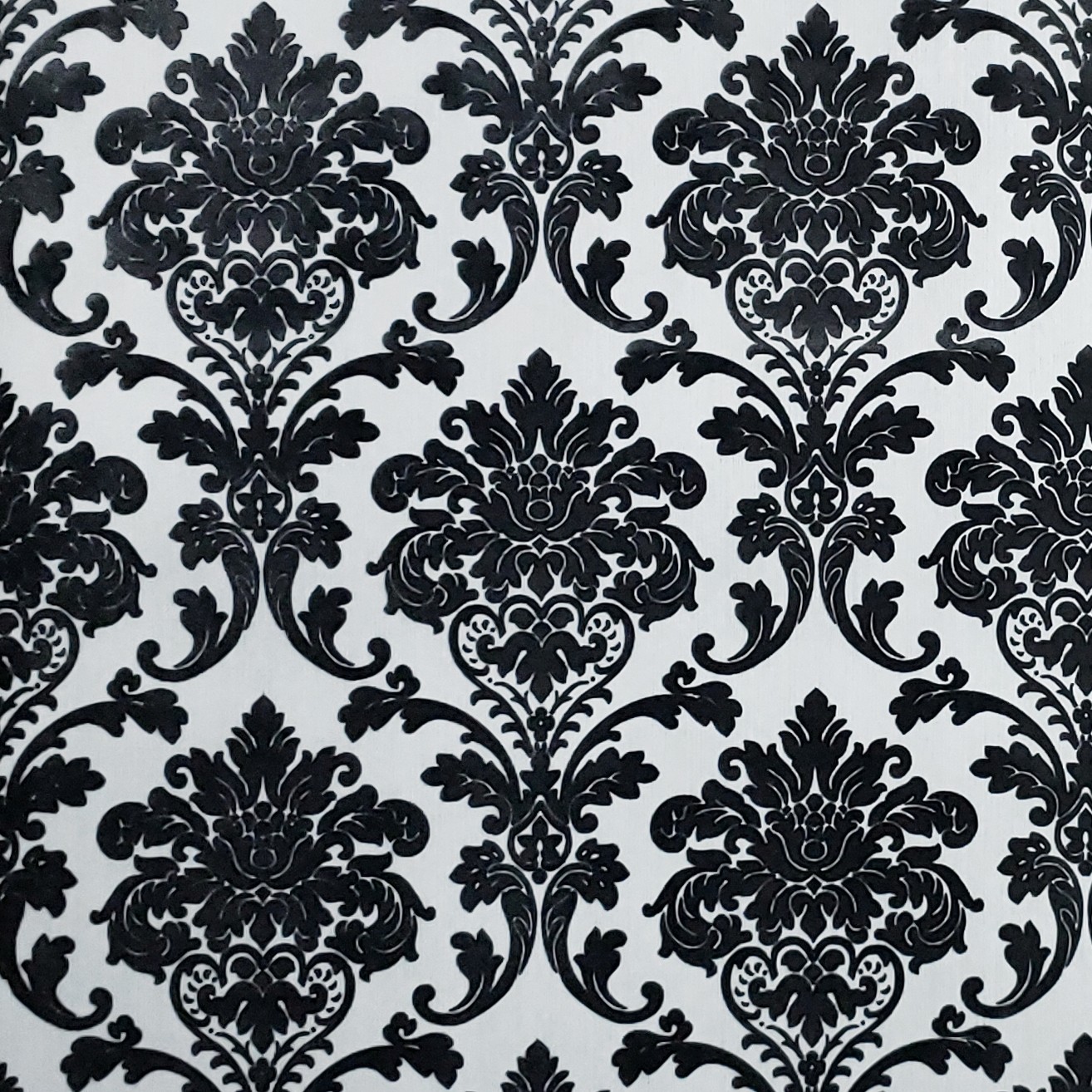 Wallpaper flocking black white silver metallic Flocked vintage velvet damask 3D gallery