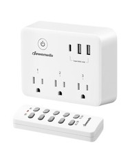 DEWENWILS 6 Device Remote Control Outlet Plug-in USB Outlet 125V/15A/1875W 100FT