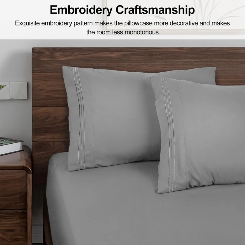 2pcs Solid Color Pillowcases (No Pillow Insert), Soft Brushed Microfiber Envelop gallery