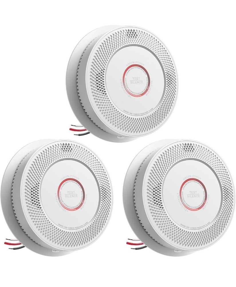 SITERWELL Hardwired Interconnected Smoke and Carbon Monoxide Detector 3-pack