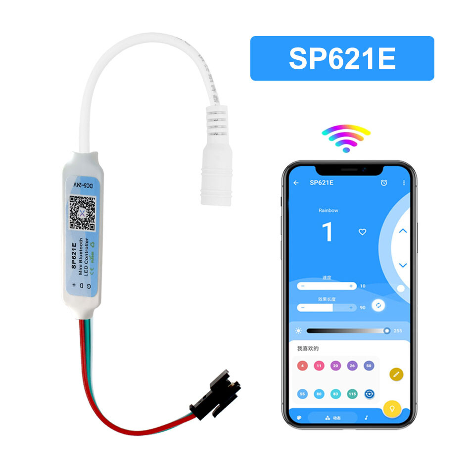 SP621E Bluetooth-compatible LED controller APP control For WS2812 LED strip gallery