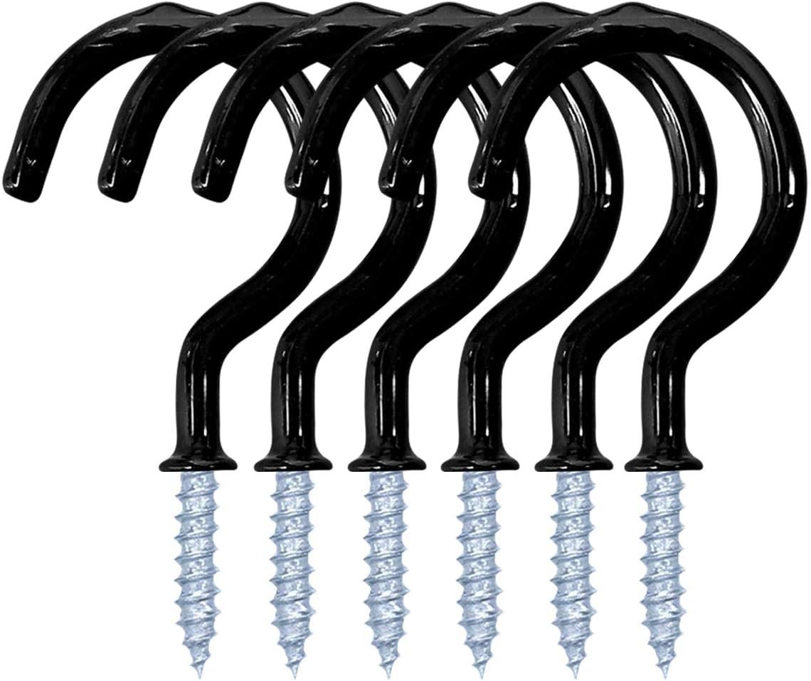 12 Pack Vinyl Coated Ceiling Hooks,Screw-in Mug 1-1/4 Inch, Black gallery