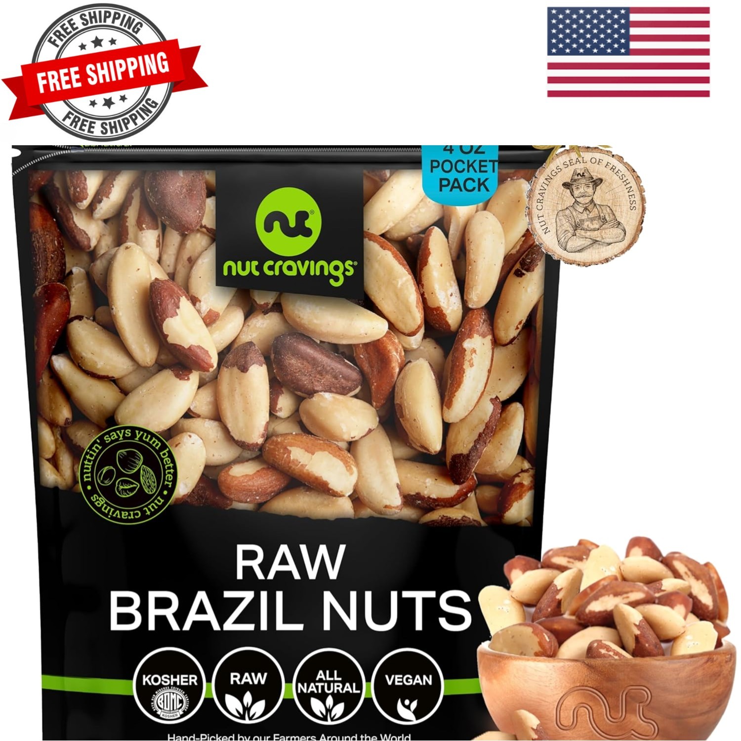 Raw Brazil Nuts, Unsalted, No Shell, Whole, 4oz - 0.25 LB Bulk Nuts Packed Fr... gallery
