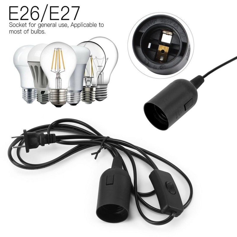 E26 E27 Light Bulb Socket Lamp Power Cord Wall Outlet Plug Adapter On/Off Switch gallery