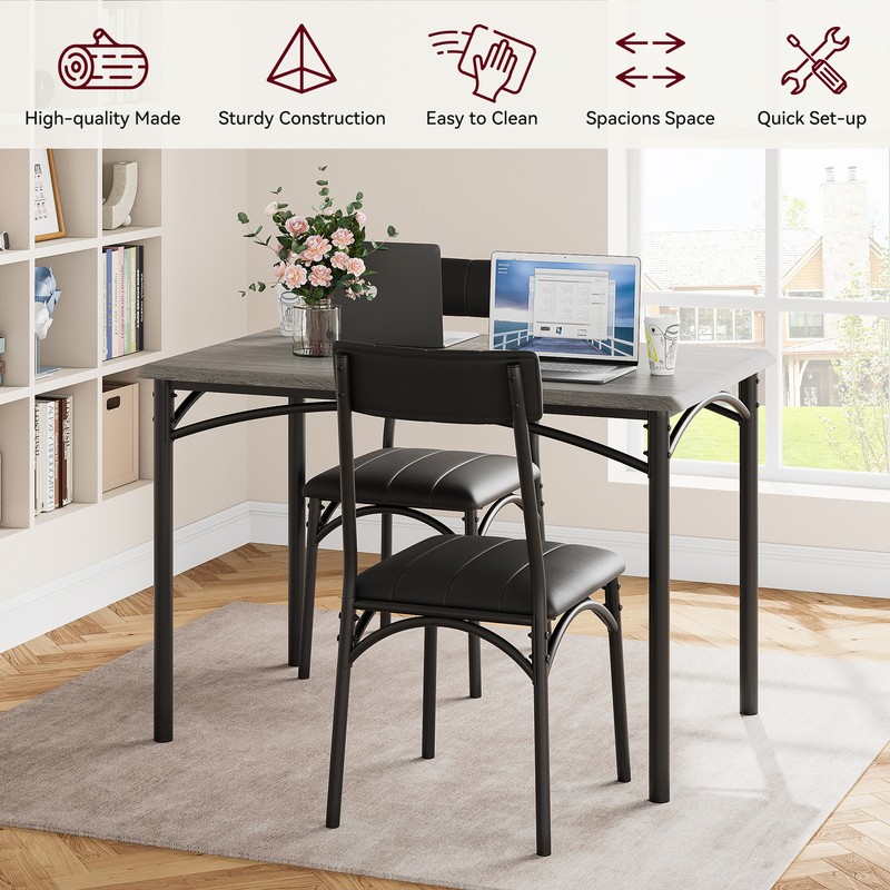 Dining Table Set 5 Piece Metal Table & 4 Chairs, Kitchen Breakfast Furniture gallery