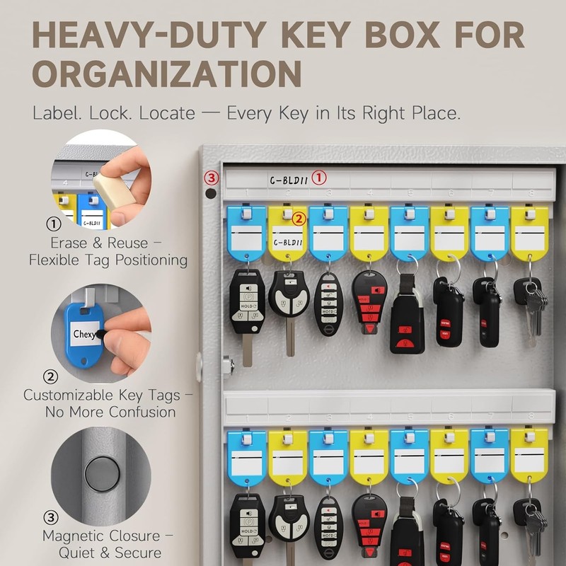 WeHere 120 Key Lock Box Wall Mount, APP 120 keys(smart), Black gallery