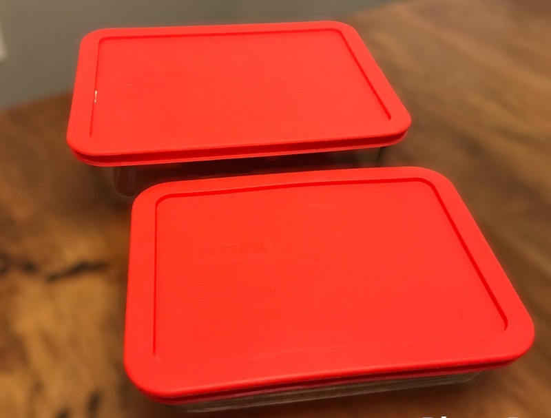 Pyrex Storage Rectangular Baking Storage Dish Container 7211H And 7210 Red Lids gallery