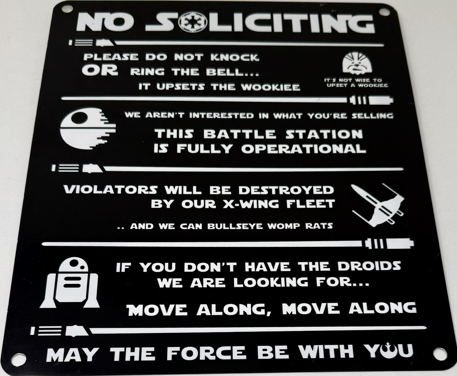 No Soliciting Sign - Star Wars Theme - Great Condition - Never Used gallery