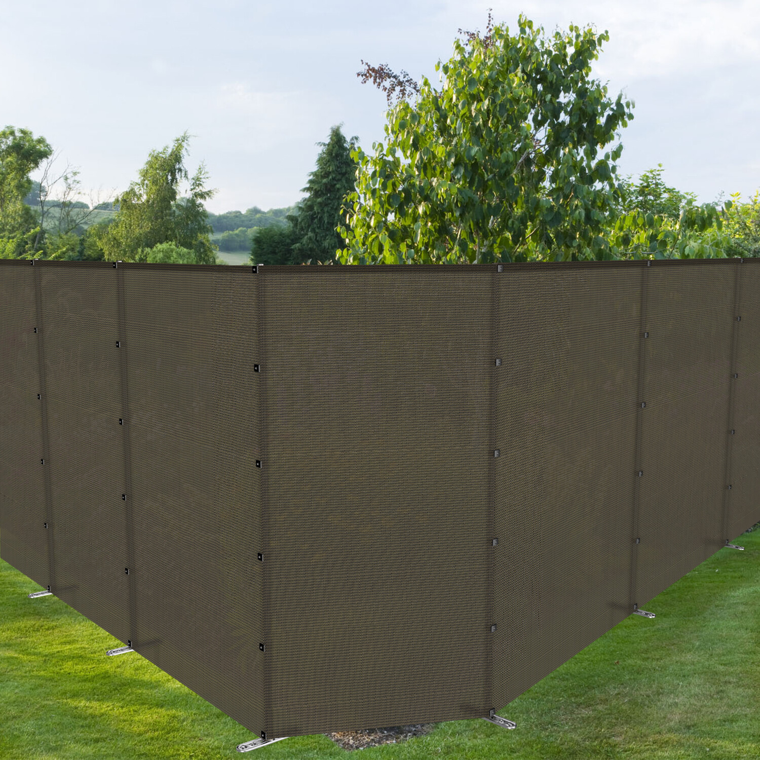 6FT Outdoor Fence Kit & Stainless Pole Privacy Fence Dog Yard Pool Safety Brown gallery
