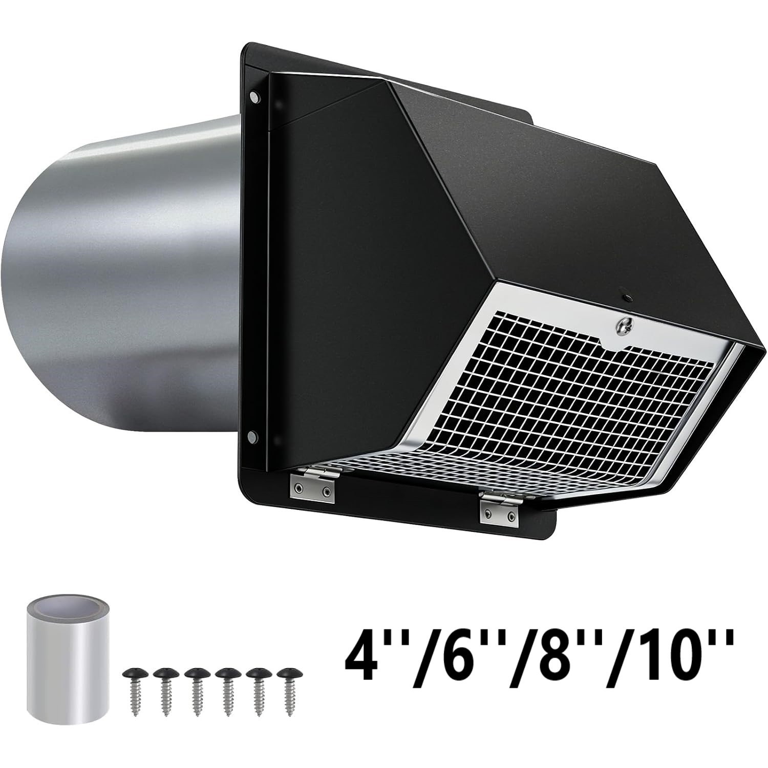 4''-10'' Dryer Vent Cover Outside Galvanized Steel Wall Vent w/ Damper White gallery
