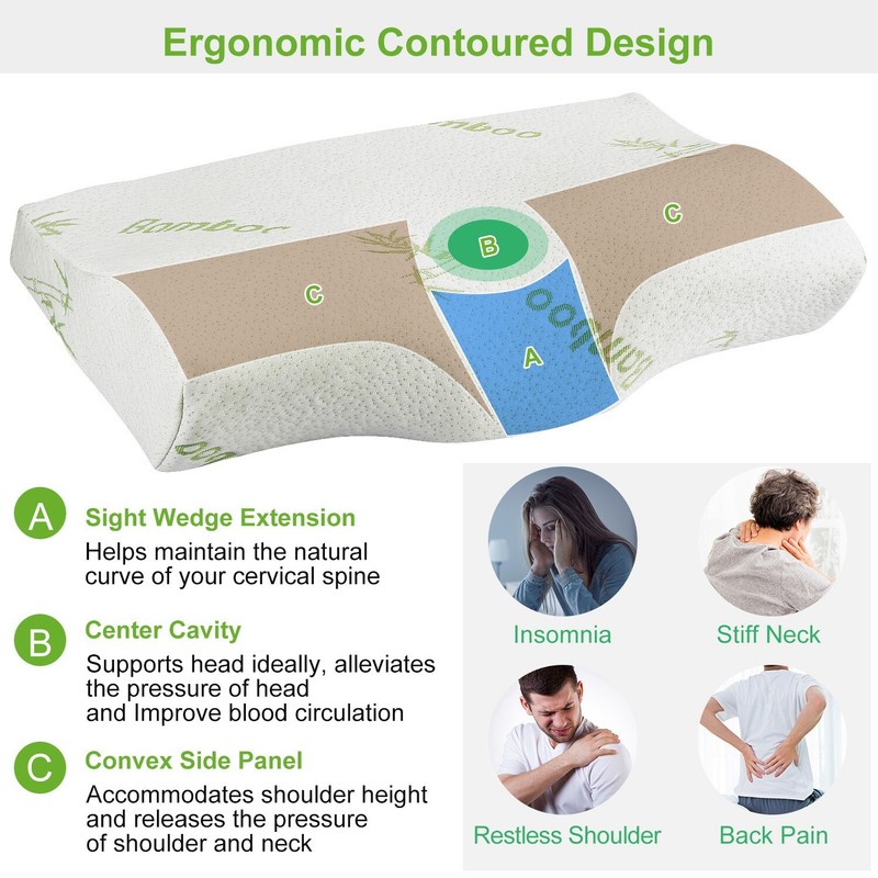 Bamboo Memory Foam Sleep Pillow Cervical Orthopedic Neck Support Breath Pillow gallery