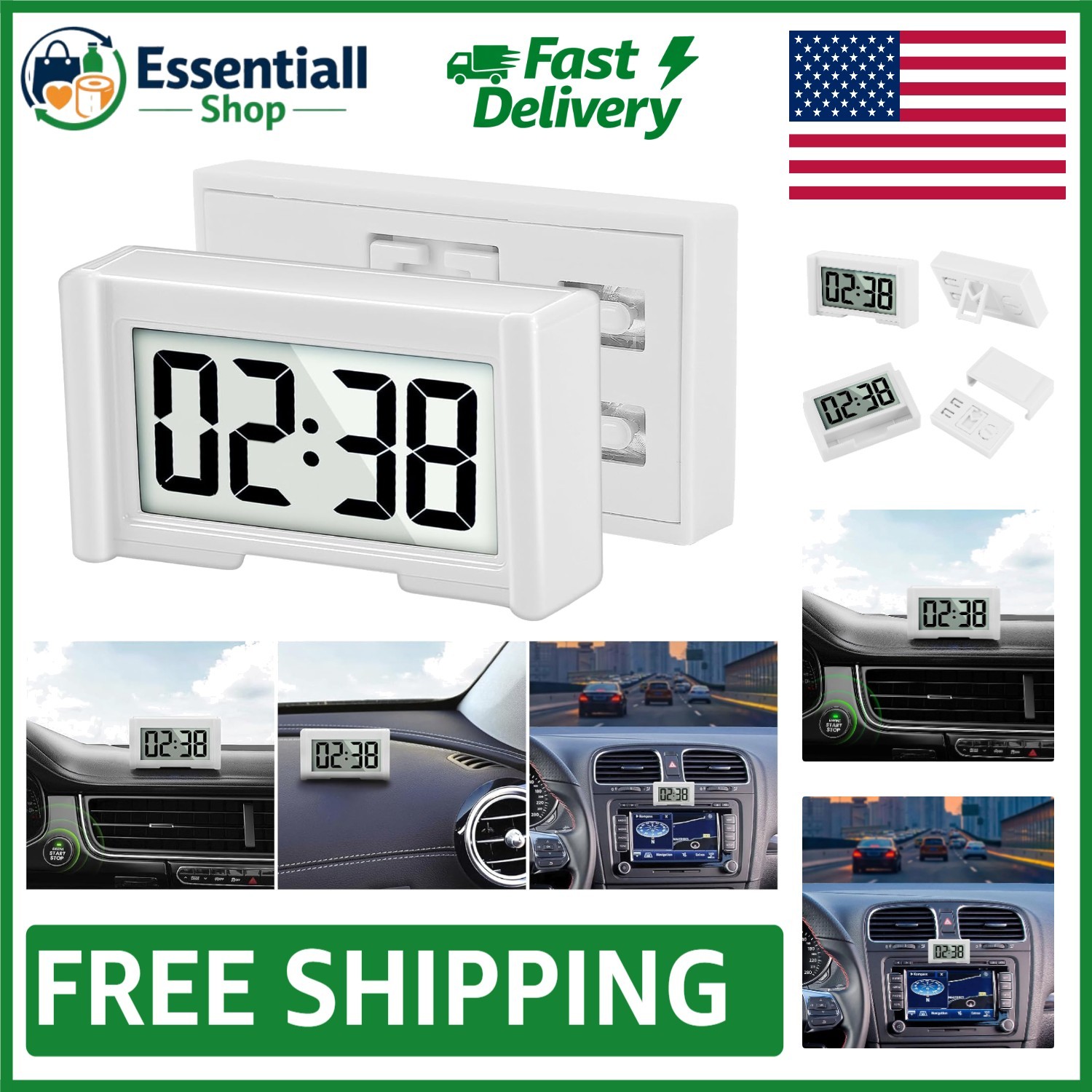 Vehicle Dashboard Clock - Compact, Lightweight with Stopwatch Feature gallery