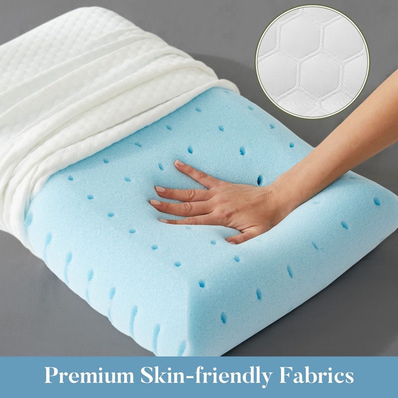 Cooling Memory Foam Neck Pillow with Pillowcase for Side Sleepers gallery
