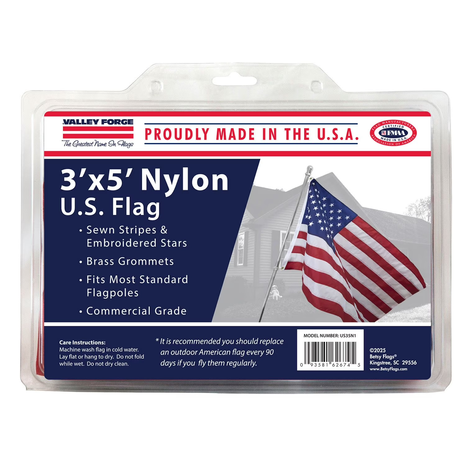 VALLEY FORGE 3' x 5' Nylon U.S.A. FLAG, Commercial Grade FREE SHIPPING gallery