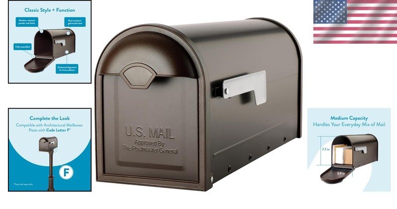 Elegant Rubbed Bronze Post Mount Mailbox - Weather-Resistant with Secure Latch gallery