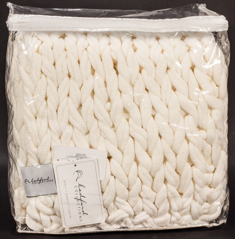 Delray Chunky Cable Knit Throw Blanket Cottage Hand Knitted Bedford Collections gallery