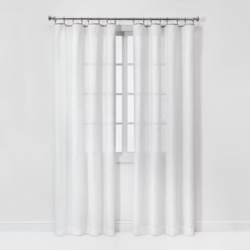 54"x84" Sheer Contrast Edge Window Curtain Panel White/Light Brown gallery