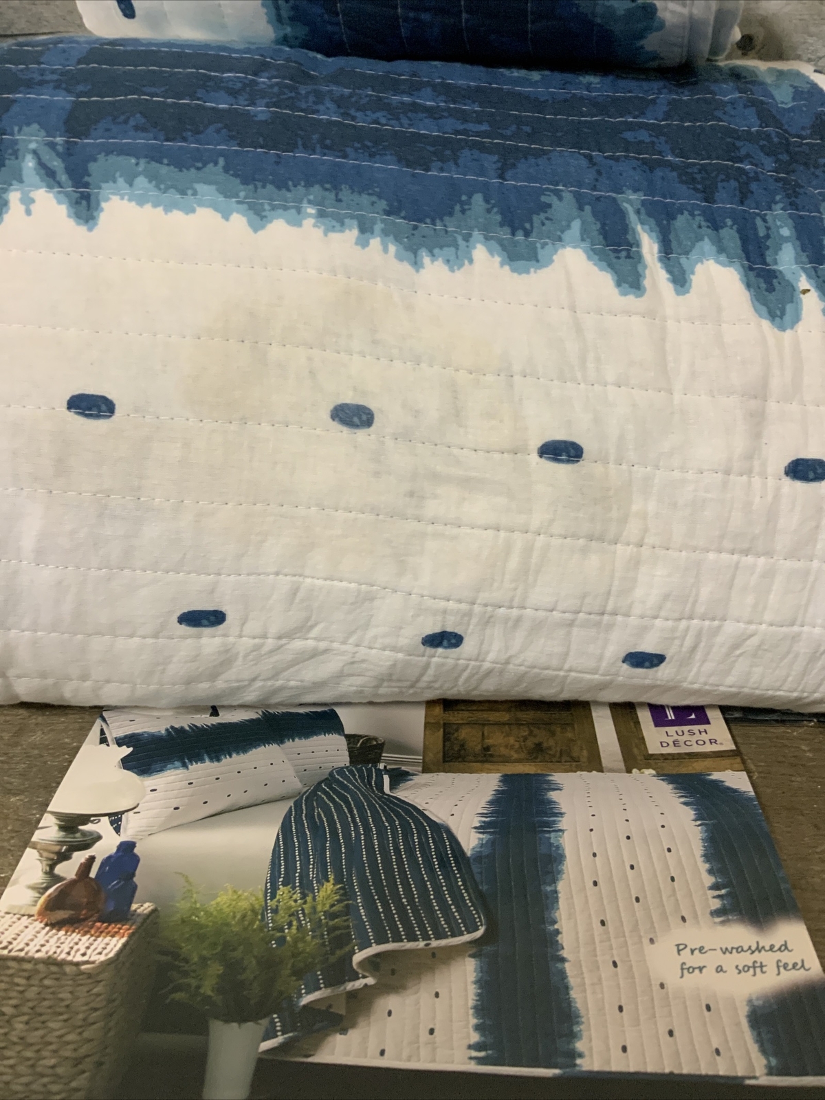 🛖 Lush decor Jane Shibori 3 Piece Quilt Set -Navy -Full/Queen👌AS SHOWN‼️READ👇 gallery