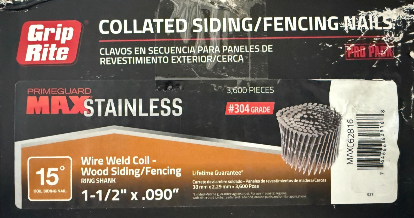 Grip Rite S27 Collated siding/fencing nails 1-1/2" x .090" (3600 pieces)_ gallery