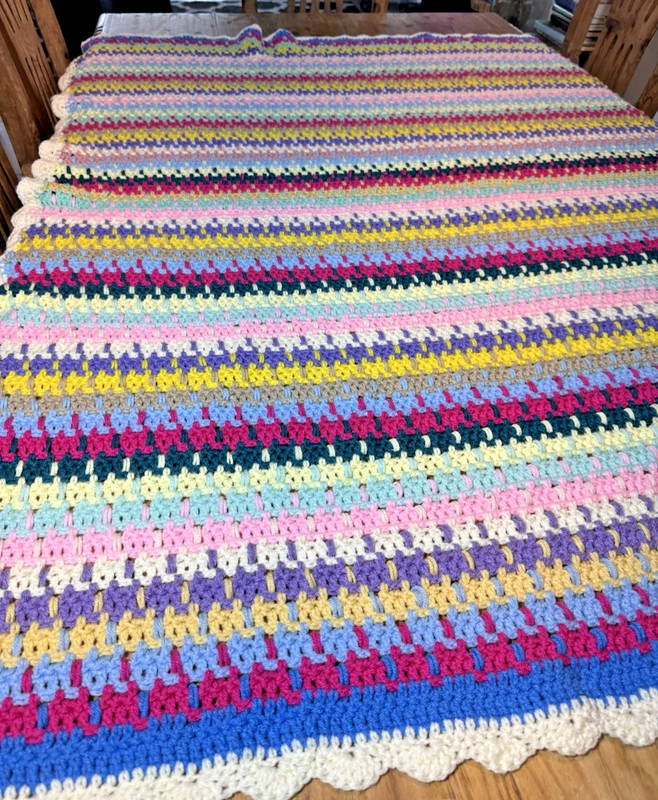 Hand Crochet Afghan Blanket Throw Red Green Blue Yellow Pink Purple gallery