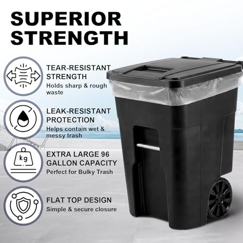AmazingSpark 95-96 Gallon Extra Large Trash Bags Count Heavy Duty 15 White gallery