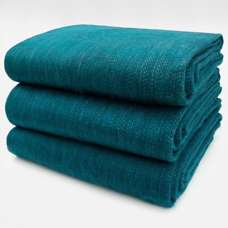 DOUBLE DENSITY ALPACA WOOL BLANKET THROW | QUEEN SIZE | SOFT & WARM – DEEP TEAL gallery