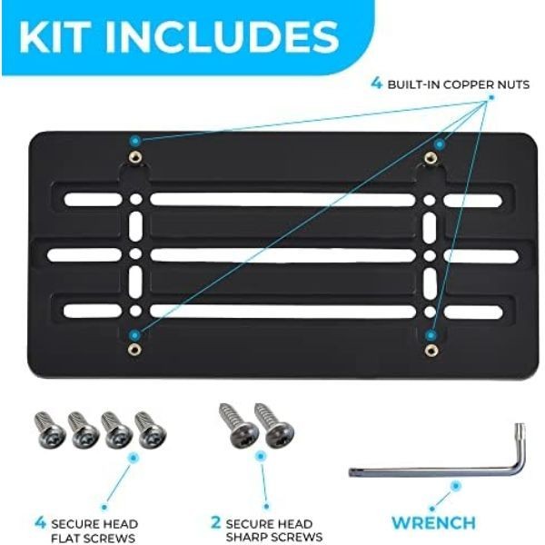 Bumper License Plate Bracket for 2000-2024, Plate Holder Set with 6 Unique Black gallery
