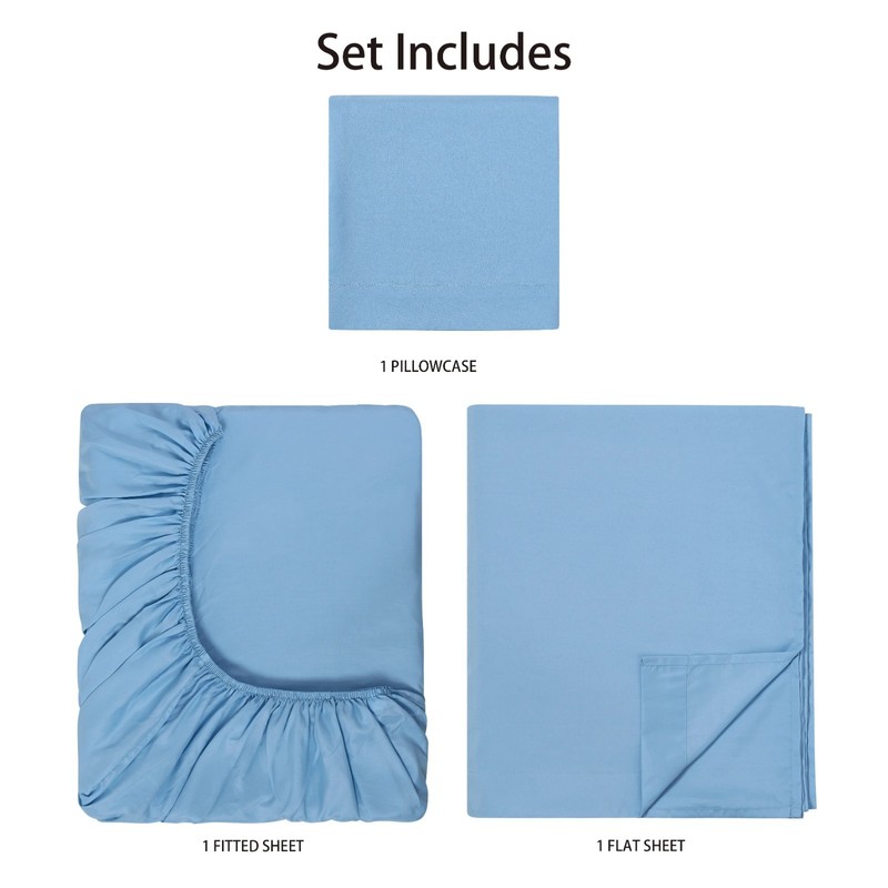 Mainstays Basic Value Microfiber Bed Sheet Set, Light Blue, Twin, 3 Piece. gallery